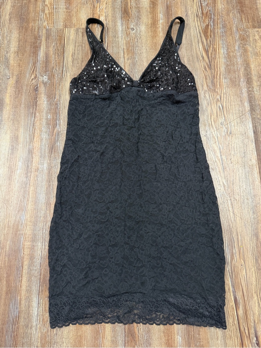 Y2K Victoria's Secret black lace mini dress with silver sequins on the bust, siz